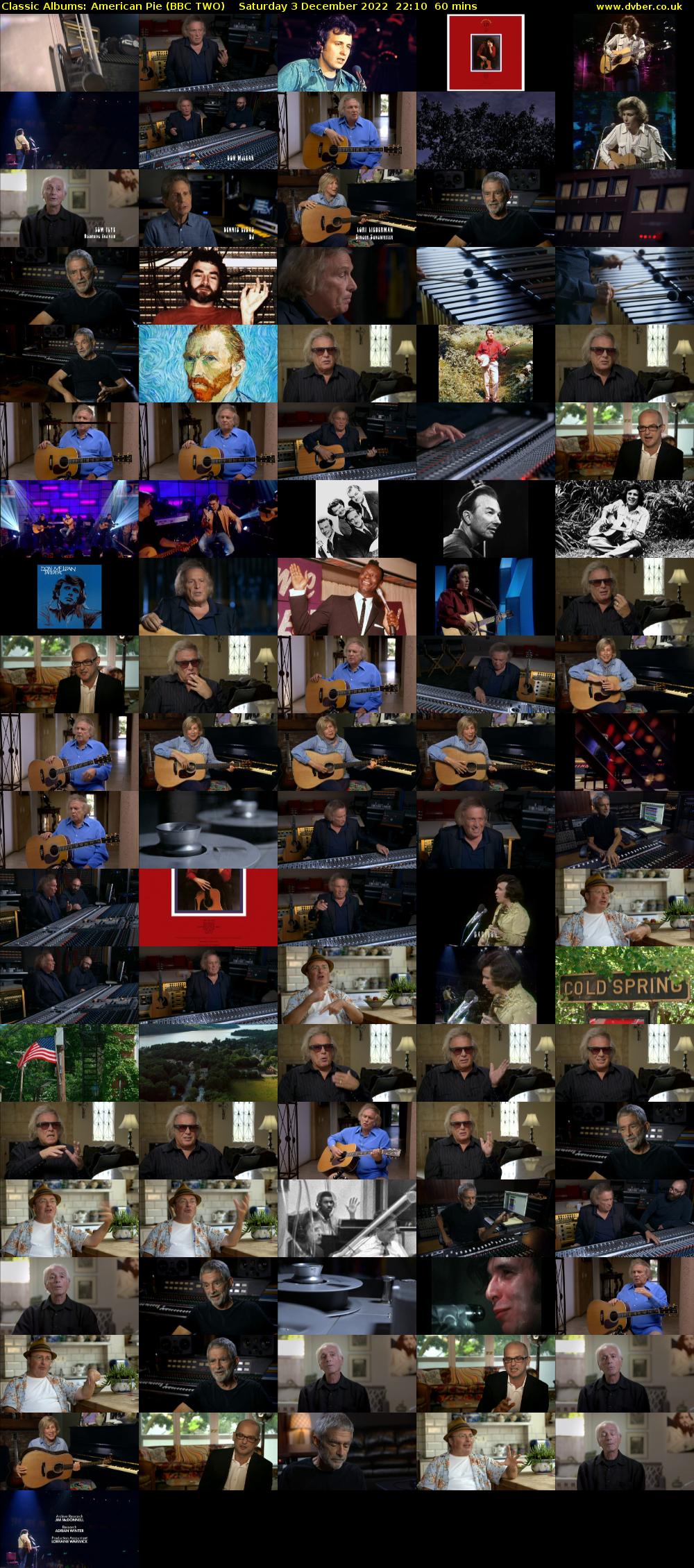 Classic Albums: American Pie (BBC TWO) Saturday 3 December 2022 22:10 - 23:10