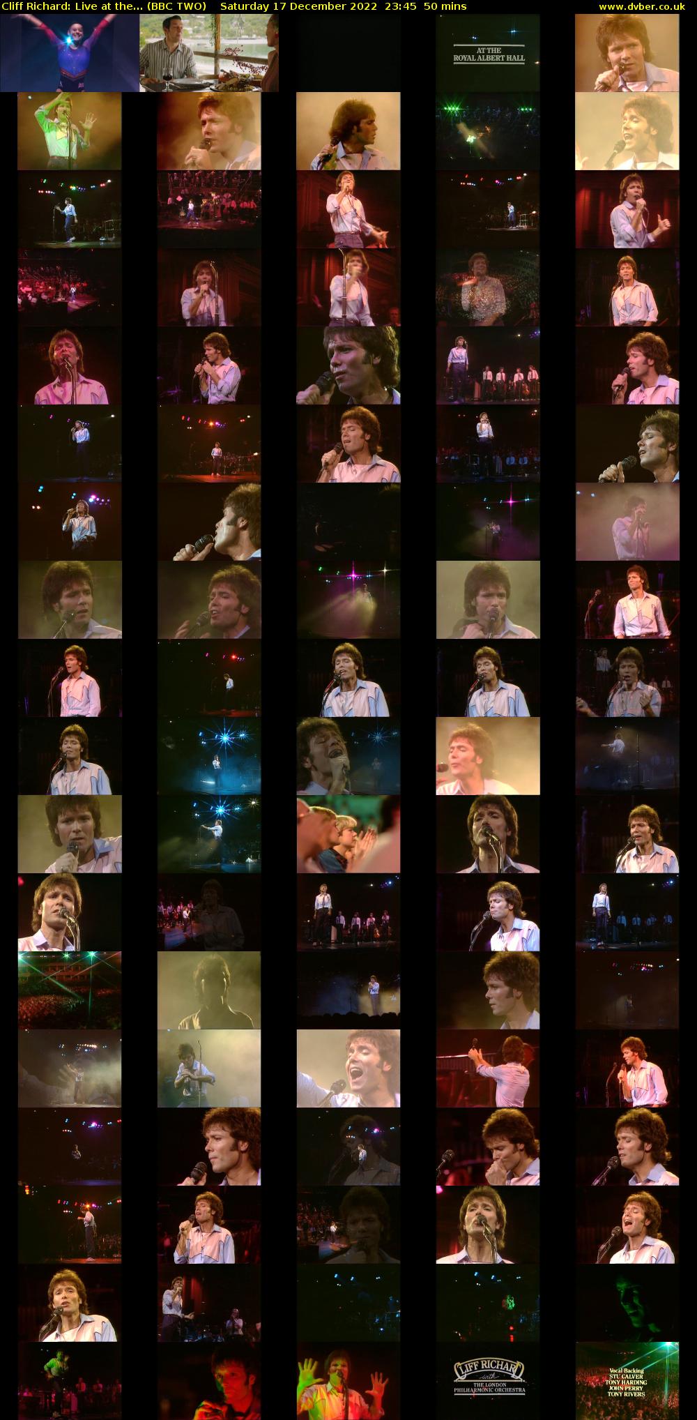Cliff Richard: Live at the... (BBC TWO) Saturday 17 December 2022 23:45 - 00:35