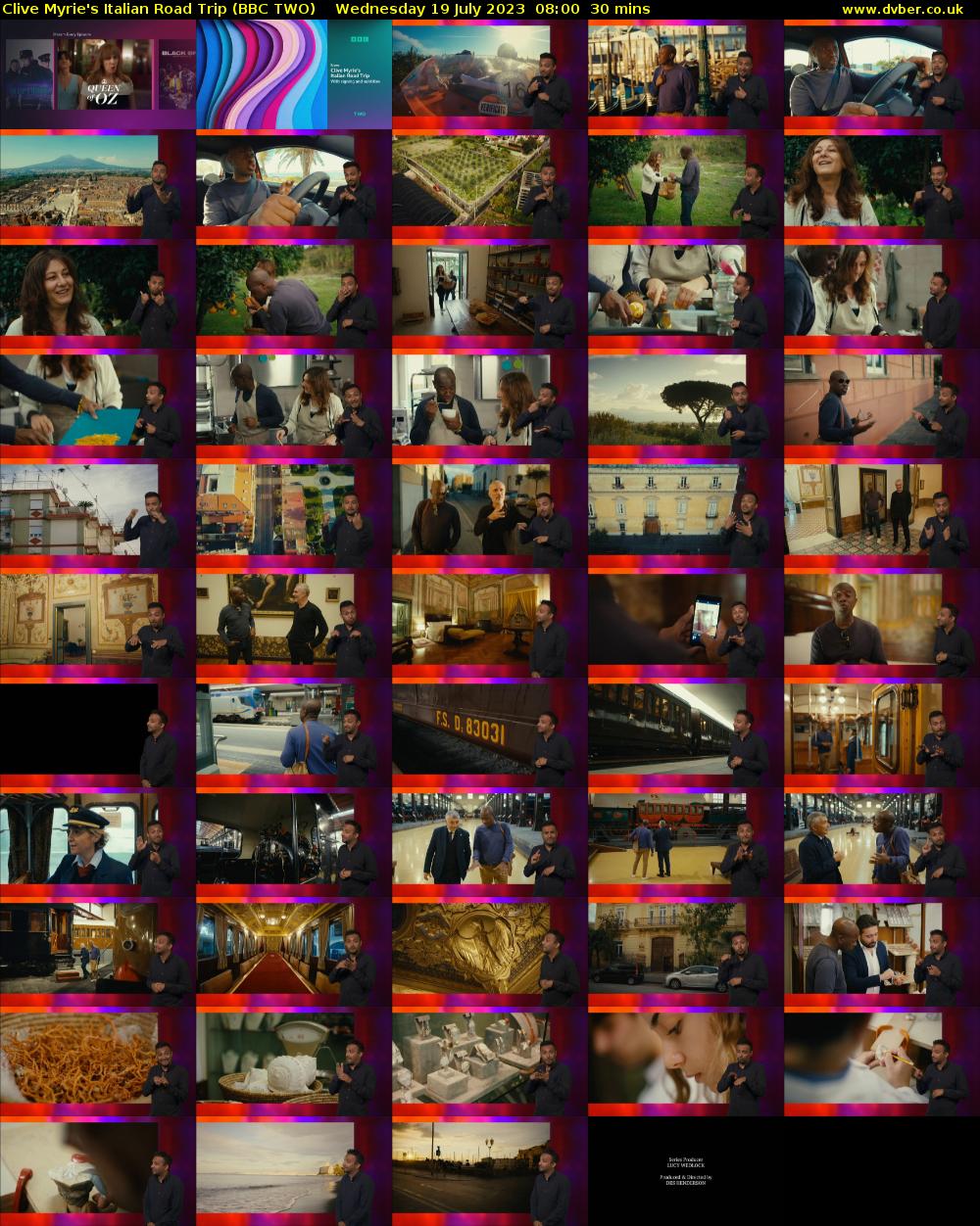 Clive Myrie's Italian Road Trip (BBC TWO) Wednesday 19 July 2023 08:00 - 08:30