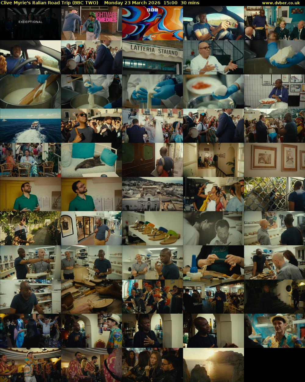 Clive Myrie's Italian Road Trip (BBC TWO) Monday 23 March 2026 15:00 - 15:30