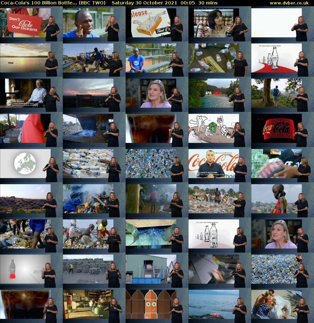 Coca-Cola's 100 Billion Bottle... (BBC TWO) Saturday 30 October 2021 00:05 - 00:35