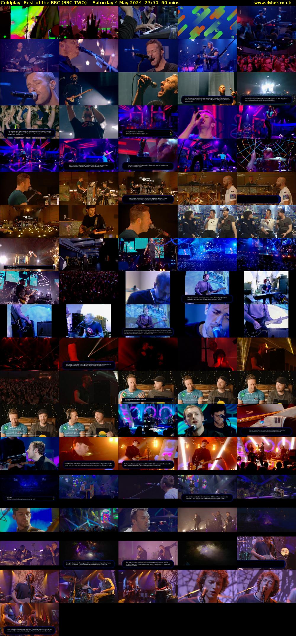 Coldplay: Best of the BBC (BBC TWO) Saturday 4 May 2024 23:50 - 00:50