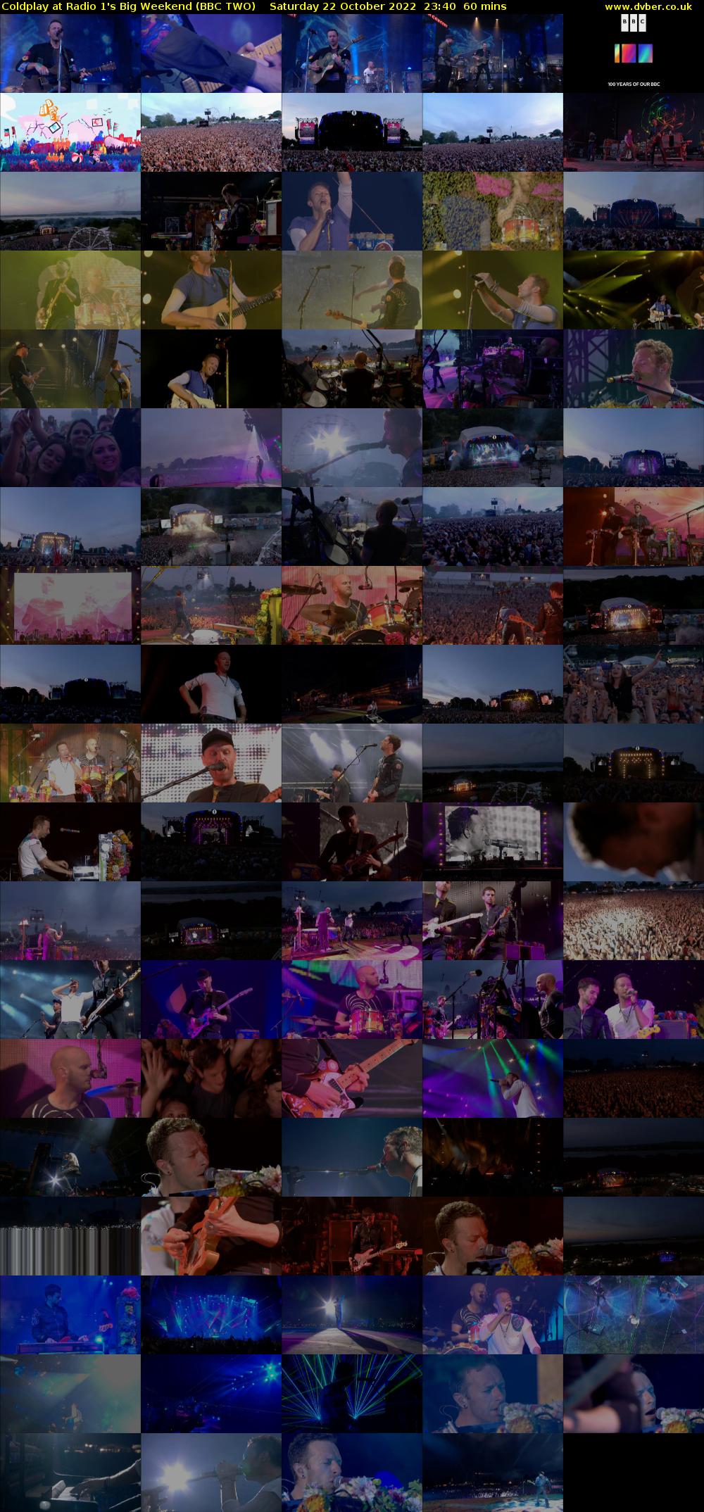 Coldplay at Radio 1's Big Weekend (BBC TWO) Saturday 22 October 2022 23:40 - 00:40