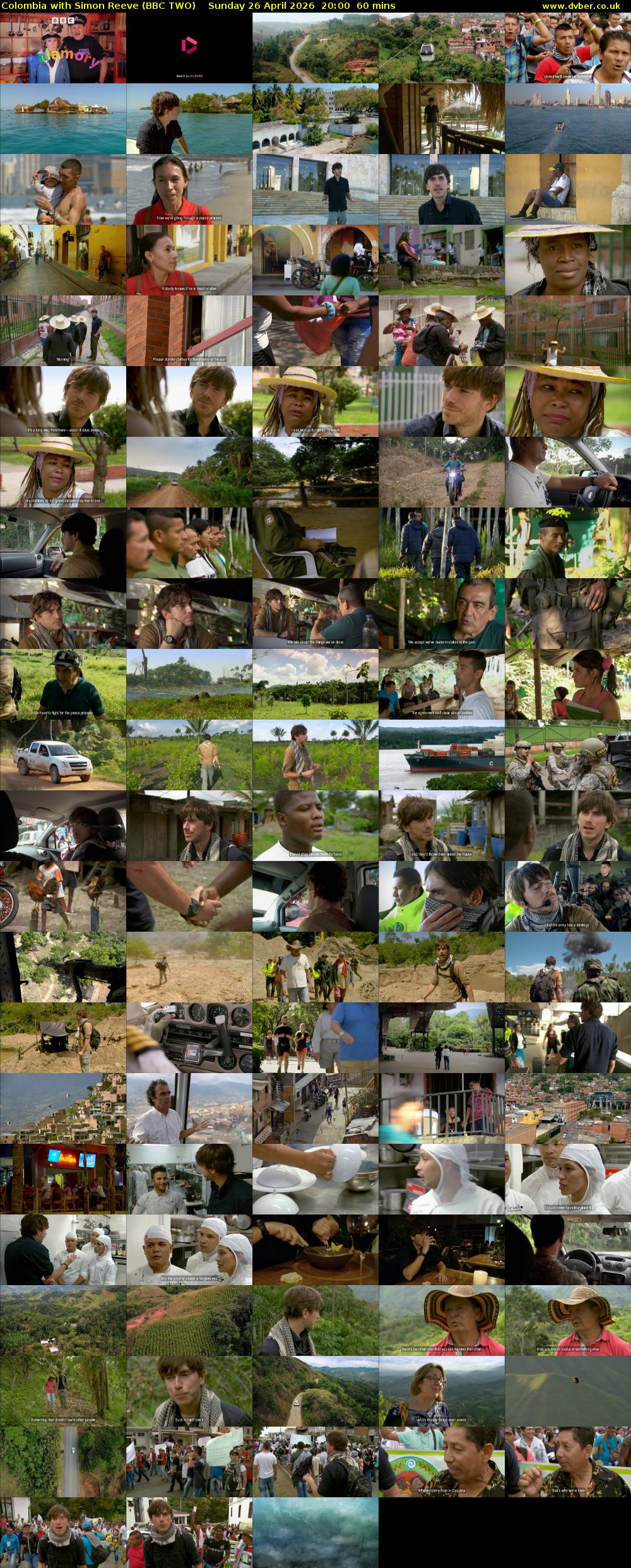 Colombia with Simon Reeve (BBC TWO) Sunday 26 April 2026 20:00 - 21:00