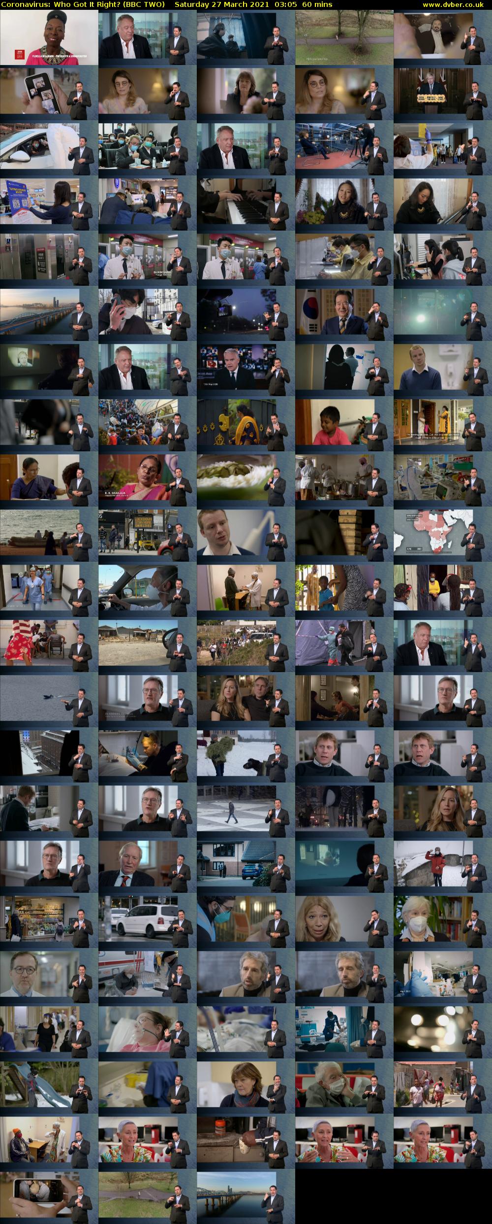 Coronavirus: Who Got It Right? (BBC TWO) Saturday 27 March 2021 03:05 - 04:05
