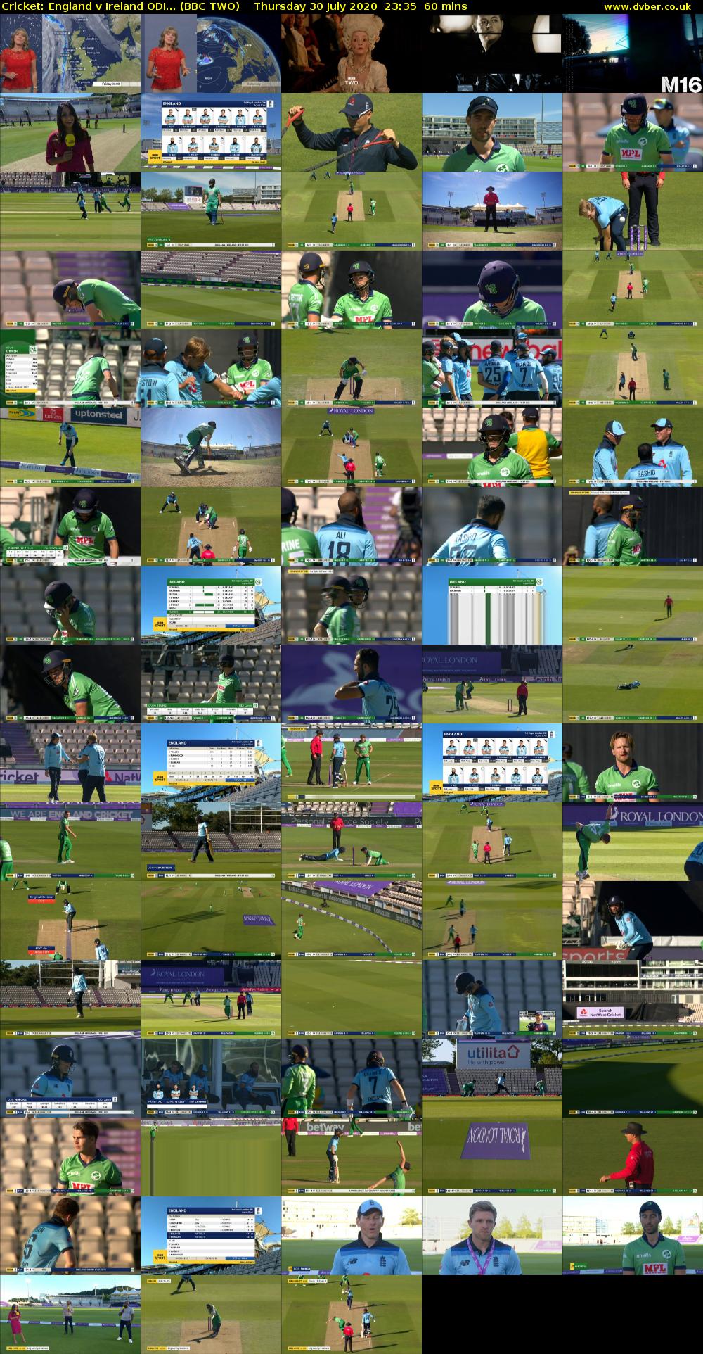 Cricket: England v Ireland ODI... (BBC TWO) Thursday 30 July 2020 23:35 - 00:35