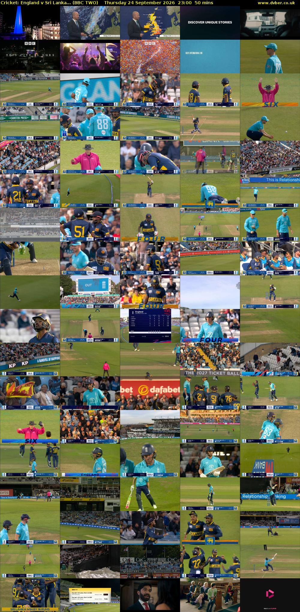 Cricket: England v Sri Lanka... (BBC TWO) Thursday 24 September 2026 23:00 - 23:50