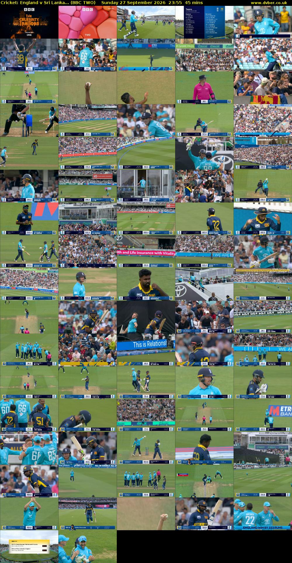 Cricket: England v Sri Lanka... (BBC TWO) Sunday 27 September 2026 23:55 - 00:40