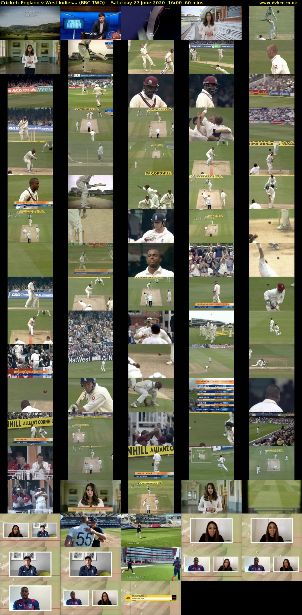Cricket: England v West Indies... (BBC TWO) Saturday 27 June 2020 16:00 - 17:00