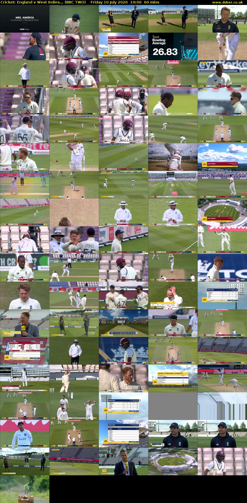 Cricket: England v West Indies... (BBC TWO) Friday 10 July 2020 19:00 - 20:00