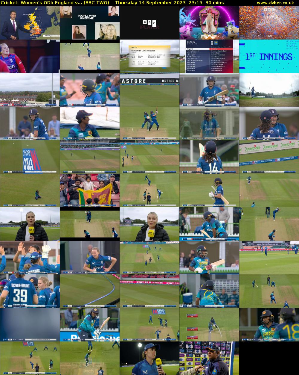 Cricket: Women's ODI: England v... (BBC TWO) Thursday 14 September 2023 23:15 - 23:45