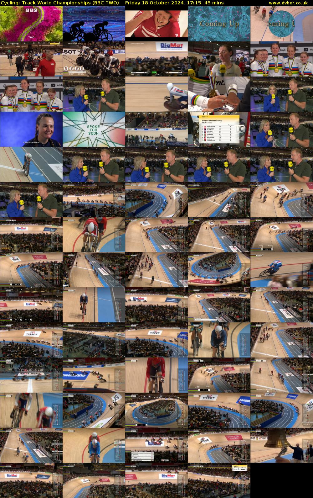 Cycling: Track World Championships (BBC TWO) Friday 18 October 2024 17:15 - 18:00
