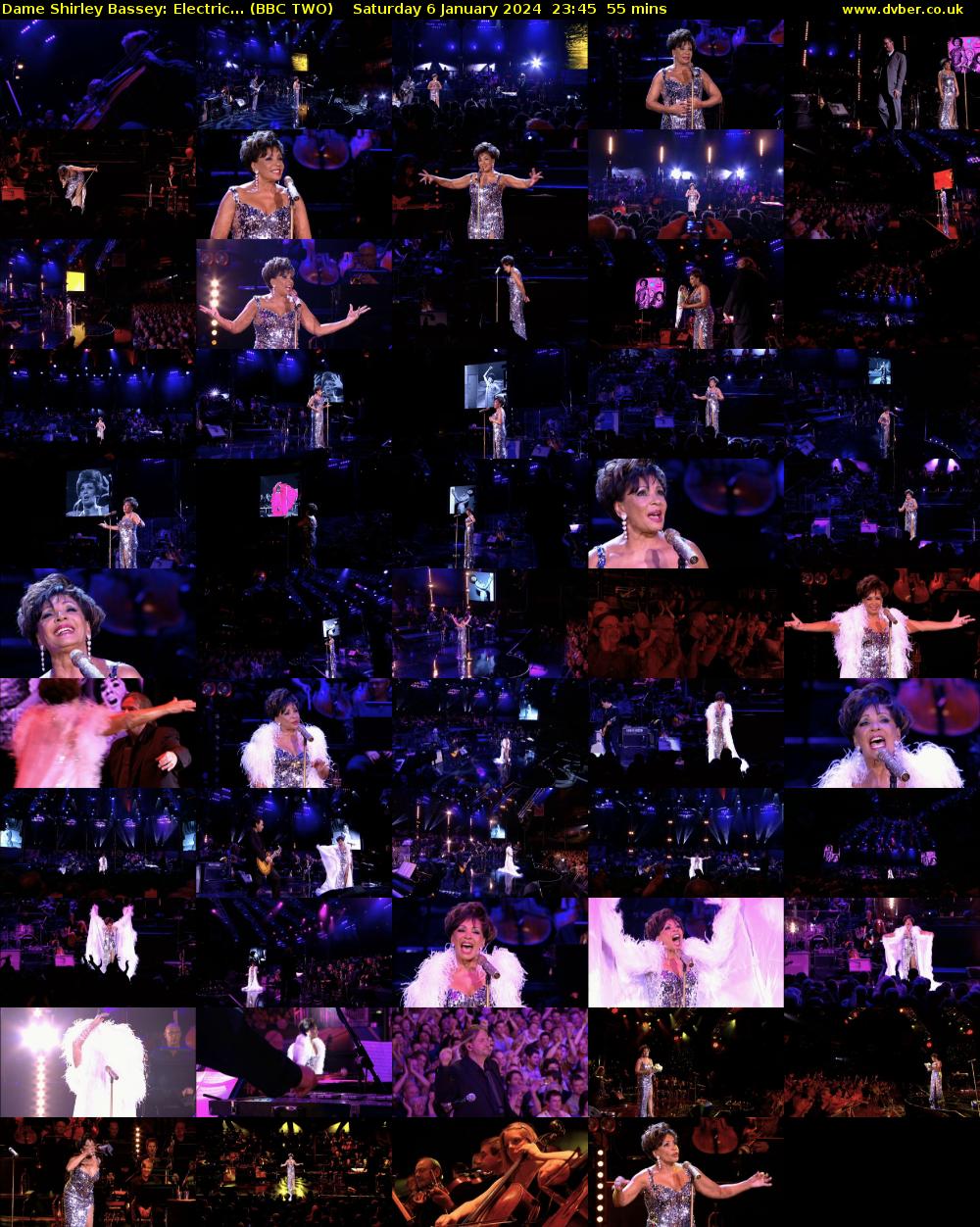 Dame Shirley Bassey: Electric... (BBC TWO) Saturday 6 January 2024 23:45 - 00:40