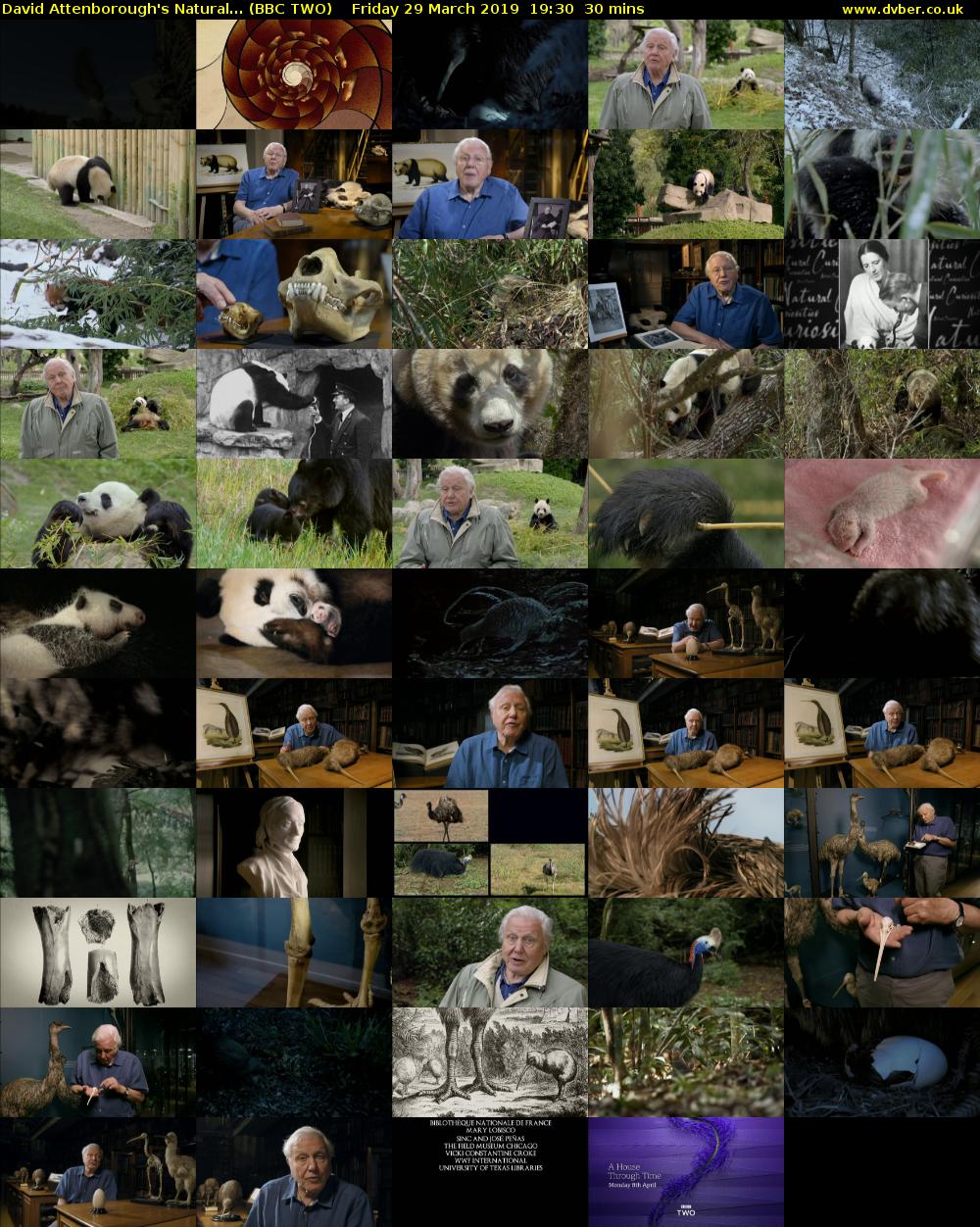 David Attenborough's Natural... (BBC TWO) Friday 29 March 2019 19:30 - 20:00