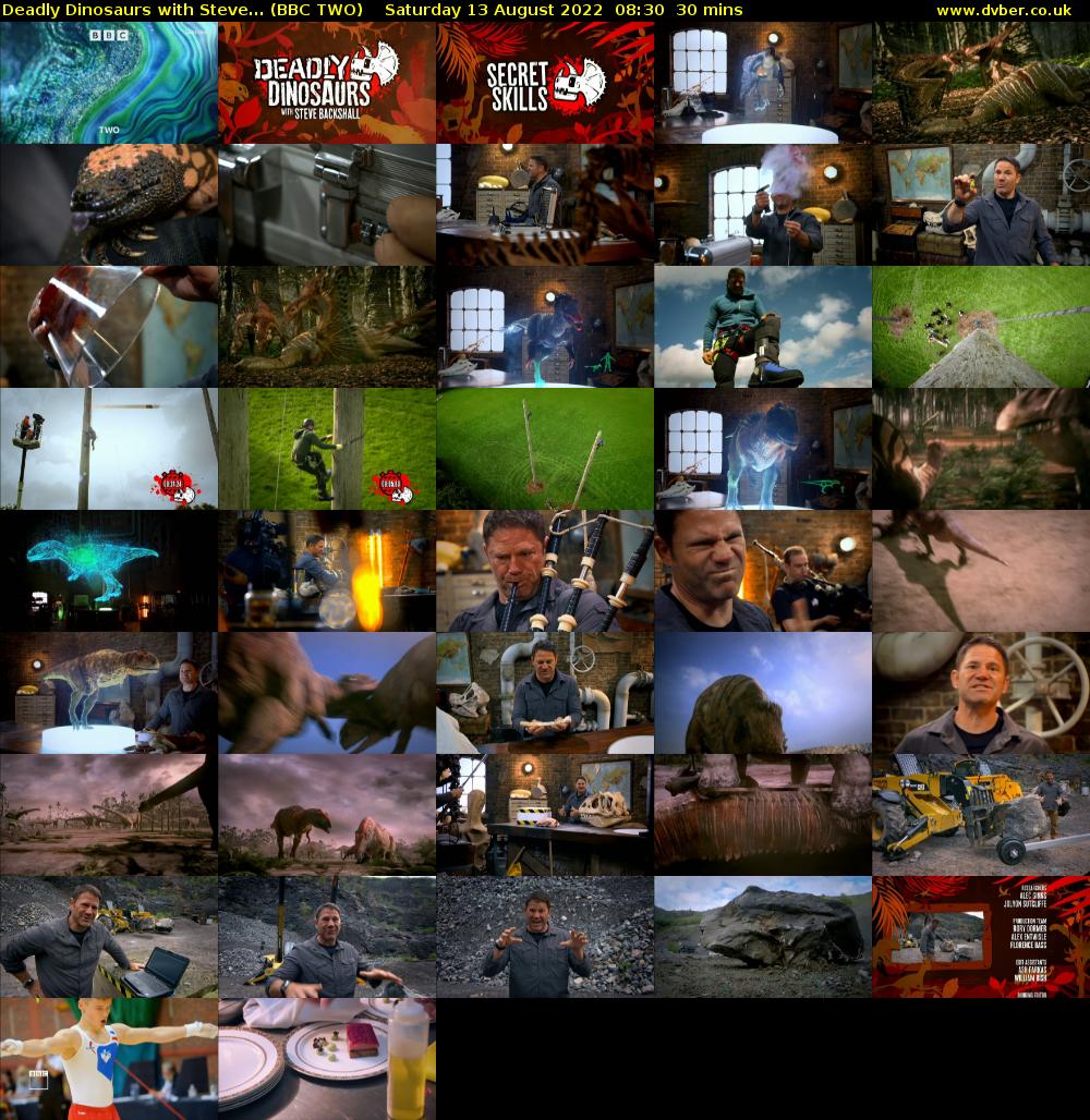 Deadly Dinosaurs with Steve... (BBC TWO) Saturday 13 August 2022 08:30 - 09:00