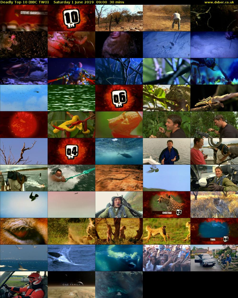 Deadly Top 10 (BBC TWO) Saturday 1 June 2019 09:00 - 09:30