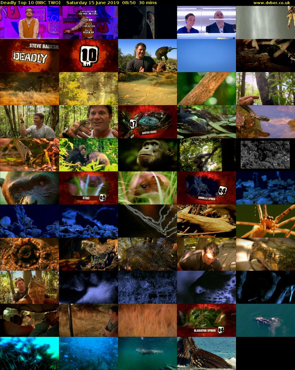 Deadly Top 10 (BBC TWO) Saturday 15 June 2019 08:50 - 09:20