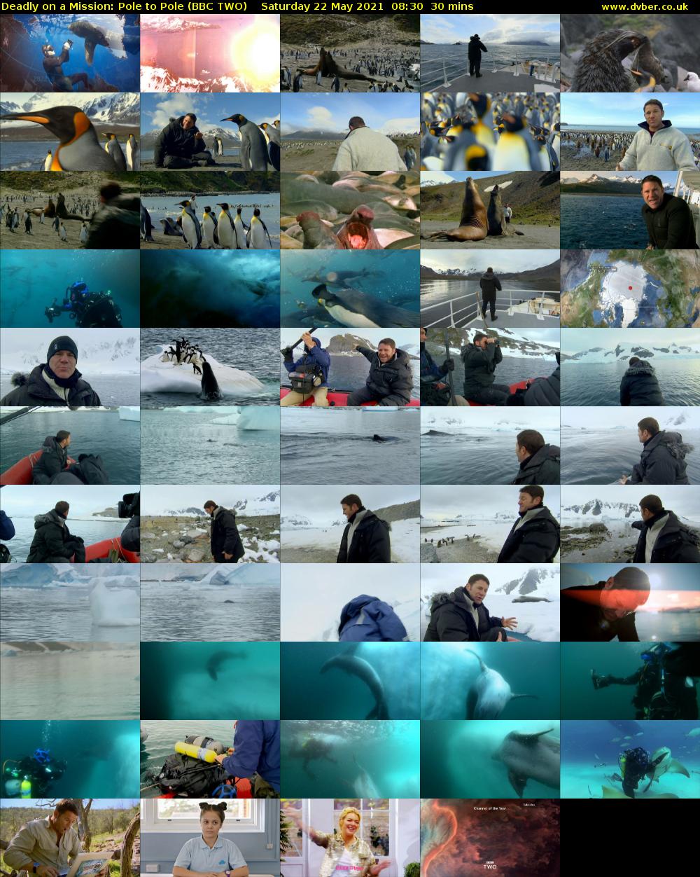 Deadly on a Mission: Pole to Pole (BBC TWO) Saturday 22 May 2021 08:30 - 09:00