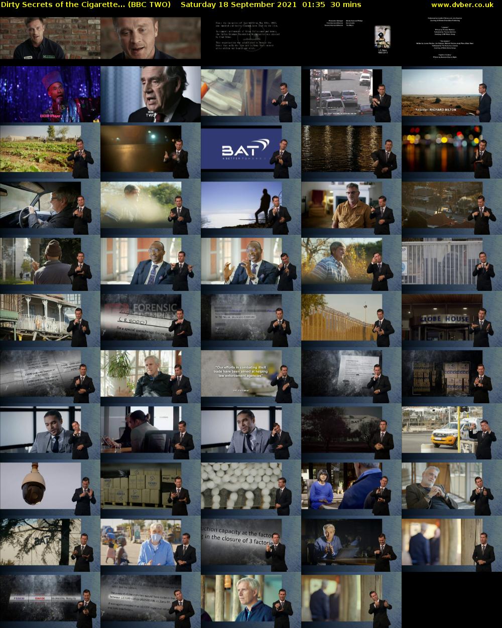 Dirty Secrets of the Cigarette... (BBC TWO) Saturday 18 September 2021 01:35 - 02:05