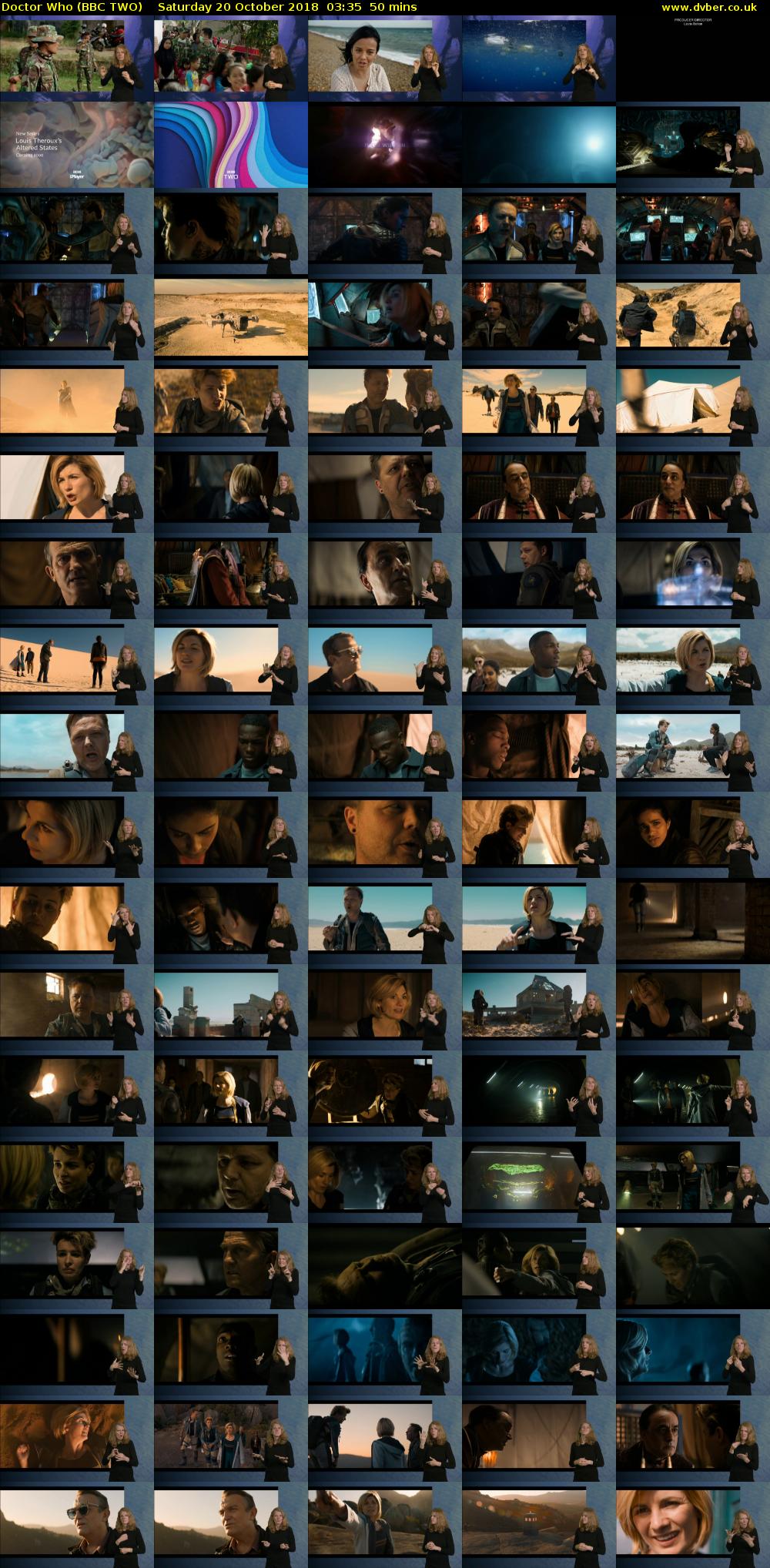 Doctor Who (BBC TWO) Saturday 20 October 2018 03:35 - 04:25