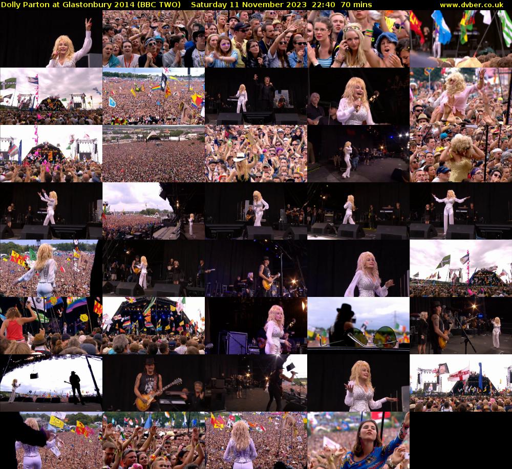 Dolly Parton at Glastonbury 2014 (BBC TWO) Saturday 11 November 2023 22:40 - 23:50