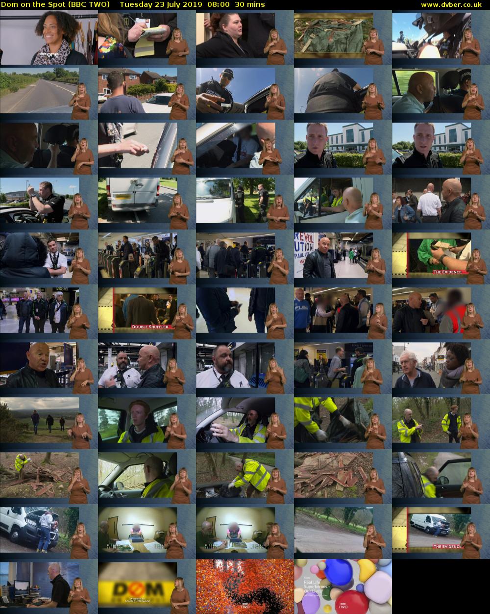 Dom on the Spot (BBC TWO) Tuesday 23 July 2019 08:00 - 08:30