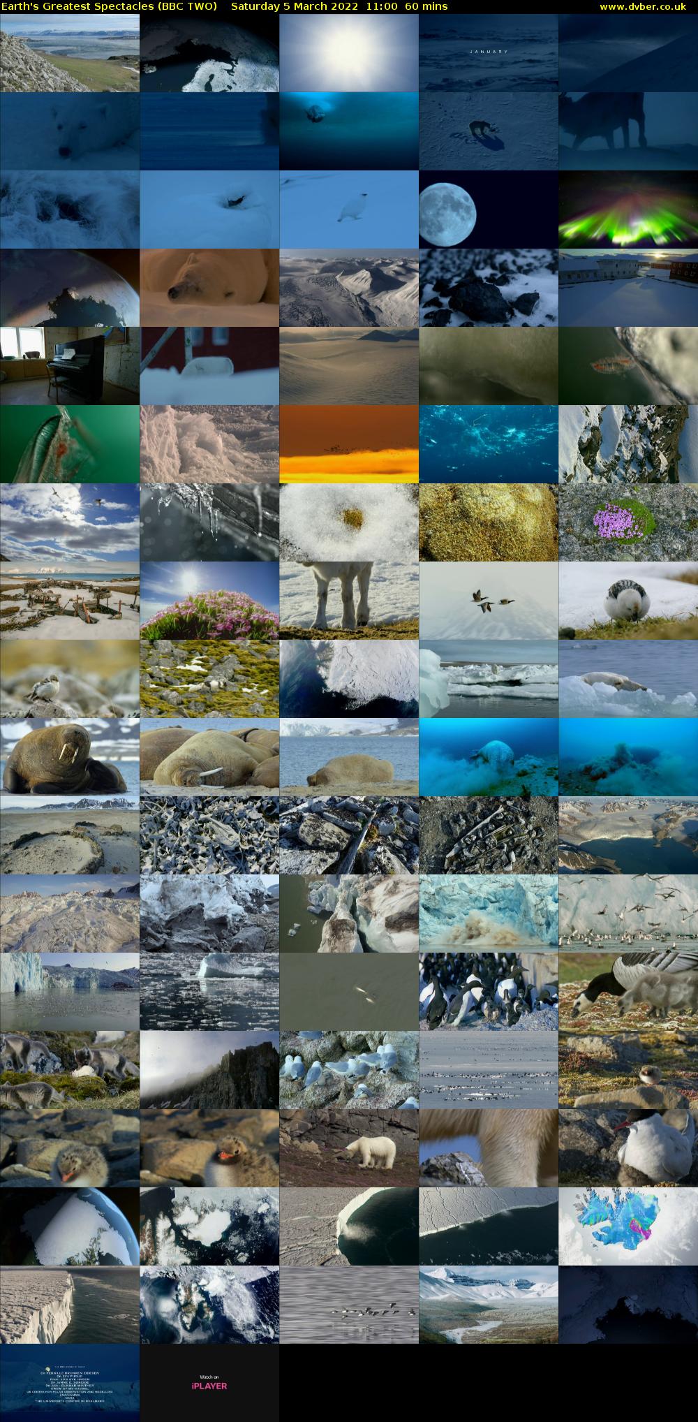Earth's Greatest Spectacles (BBC TWO) Saturday 5 March 2022 11:00 - 12:00