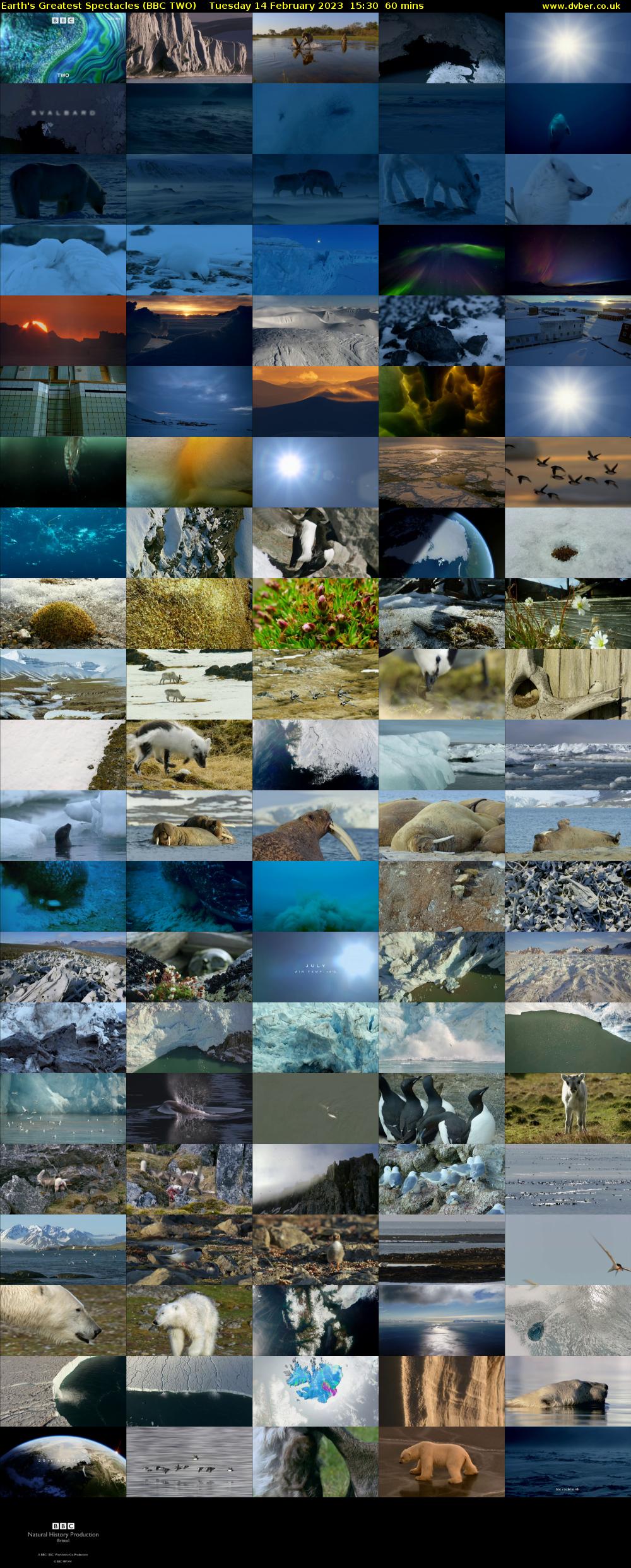 Earth's Greatest Spectacles (BBC TWO) Tuesday 14 February 2023 15:30 - 16:30