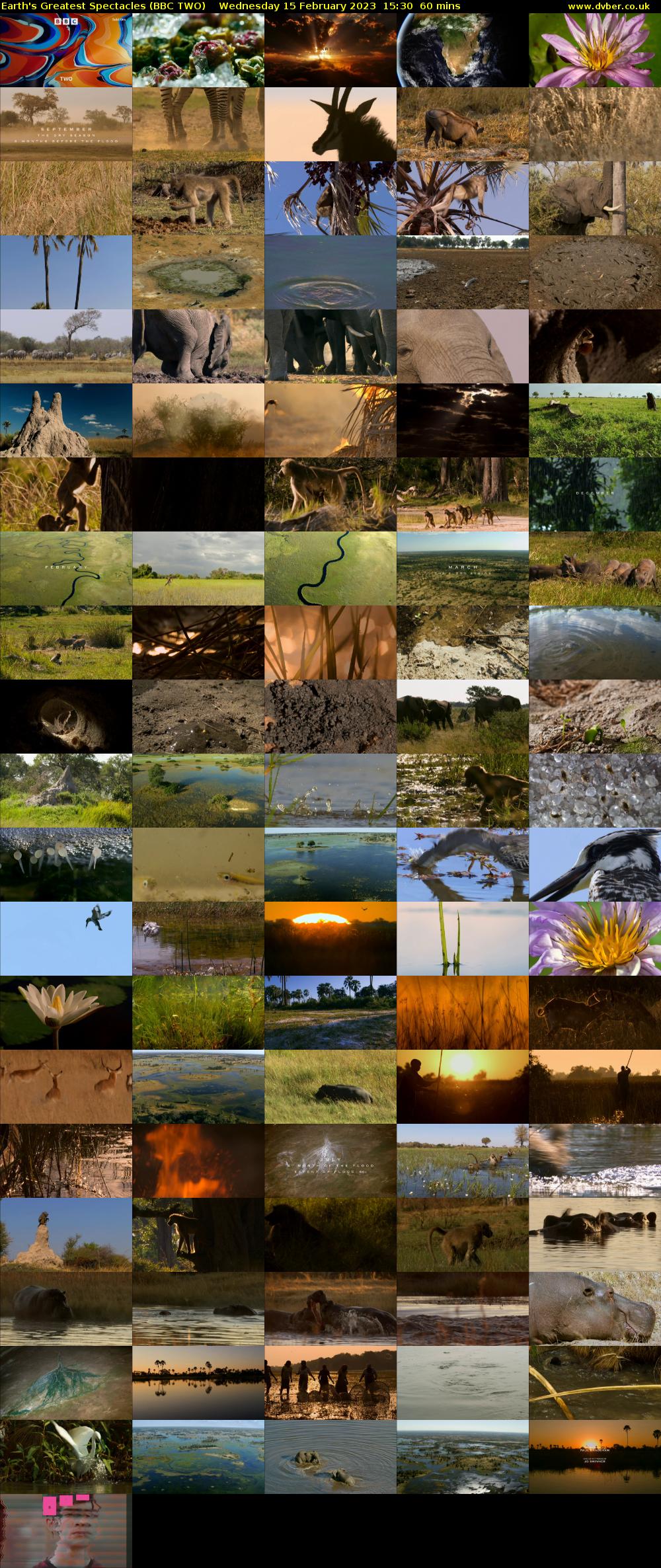 Earth's Greatest Spectacles (BBC TWO) Wednesday 15 February 2023 15:30 - 16:30