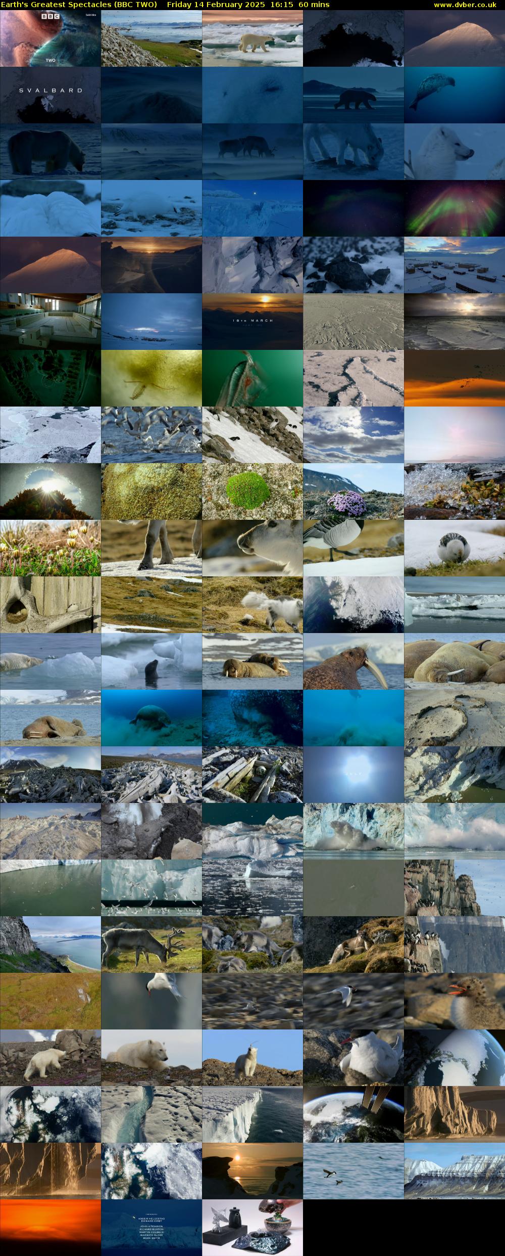 Earth's Greatest Spectacles (BBC TWO) Friday 14 February 2025 16:15 - 17:15