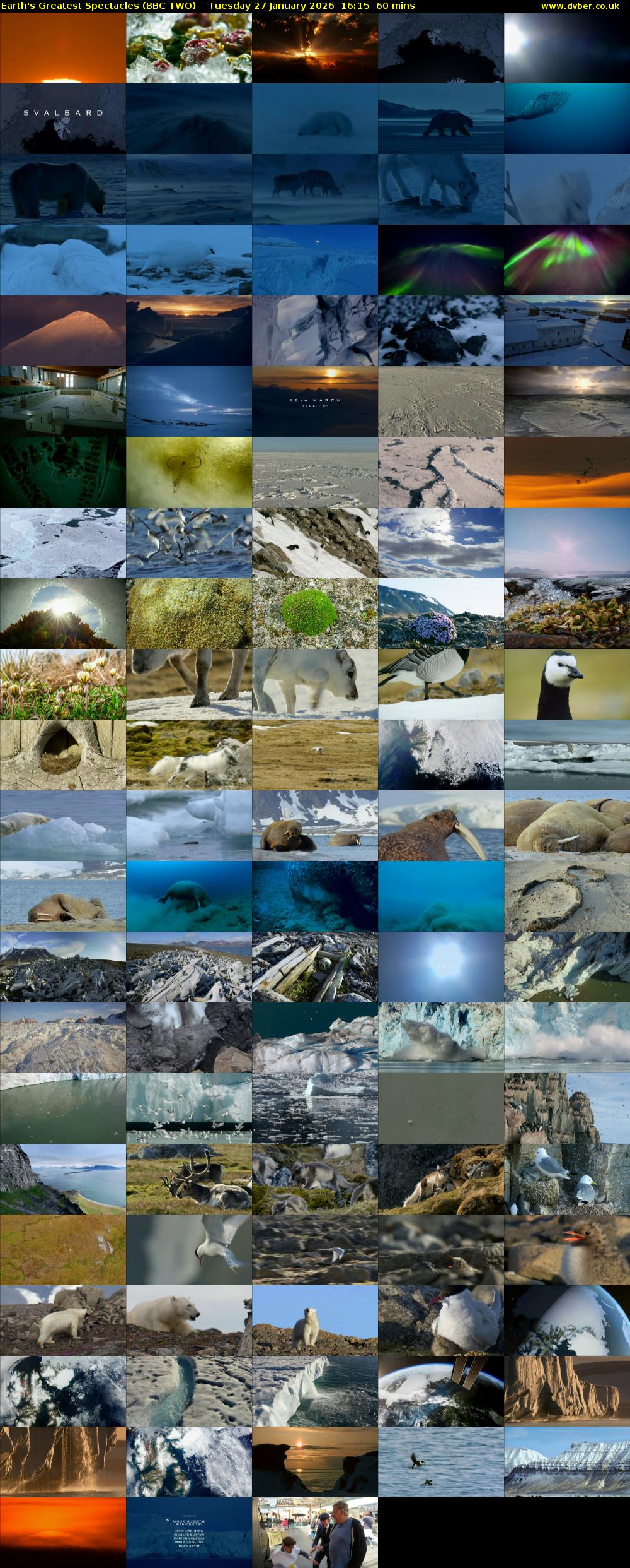 Earth's Greatest Spectacles (BBC TWO) Tuesday 27 January 2026 16:15 - 17:15