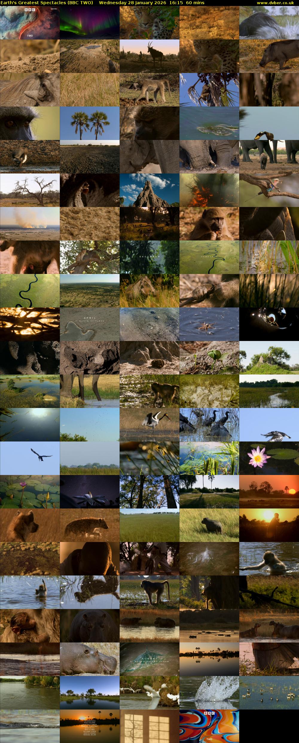 Earth's Greatest Spectacles (BBC TWO) Wednesday 28 January 2026 16:15 - 17:15