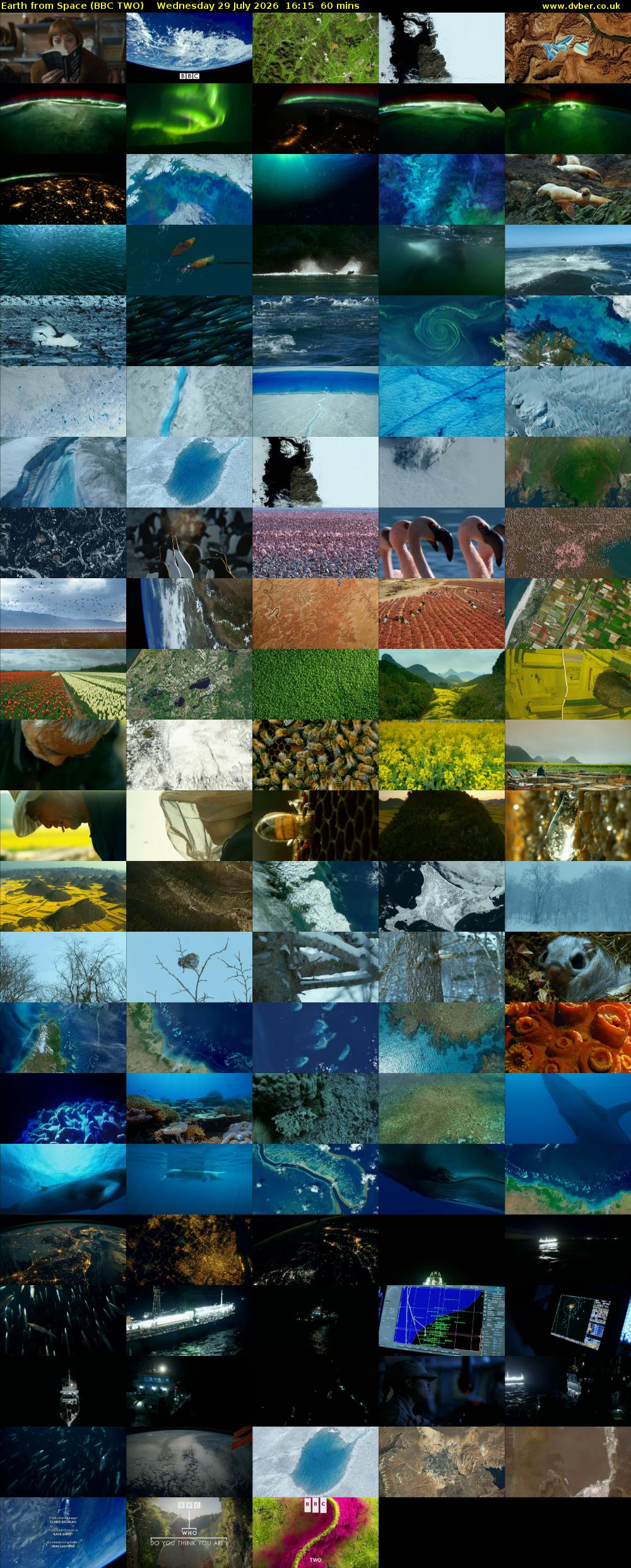 Earth from Space (BBC TWO) Wednesday 29 July 2026 16:15 - 17:15