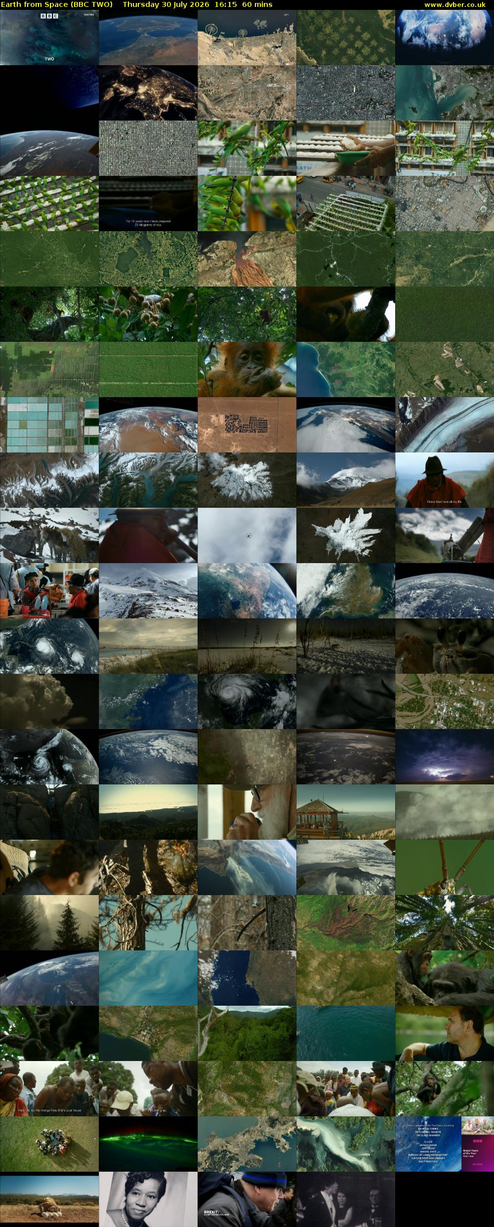 Earth from Space (BBC TWO) Thursday 30 July 2026 16:15 - 17:15