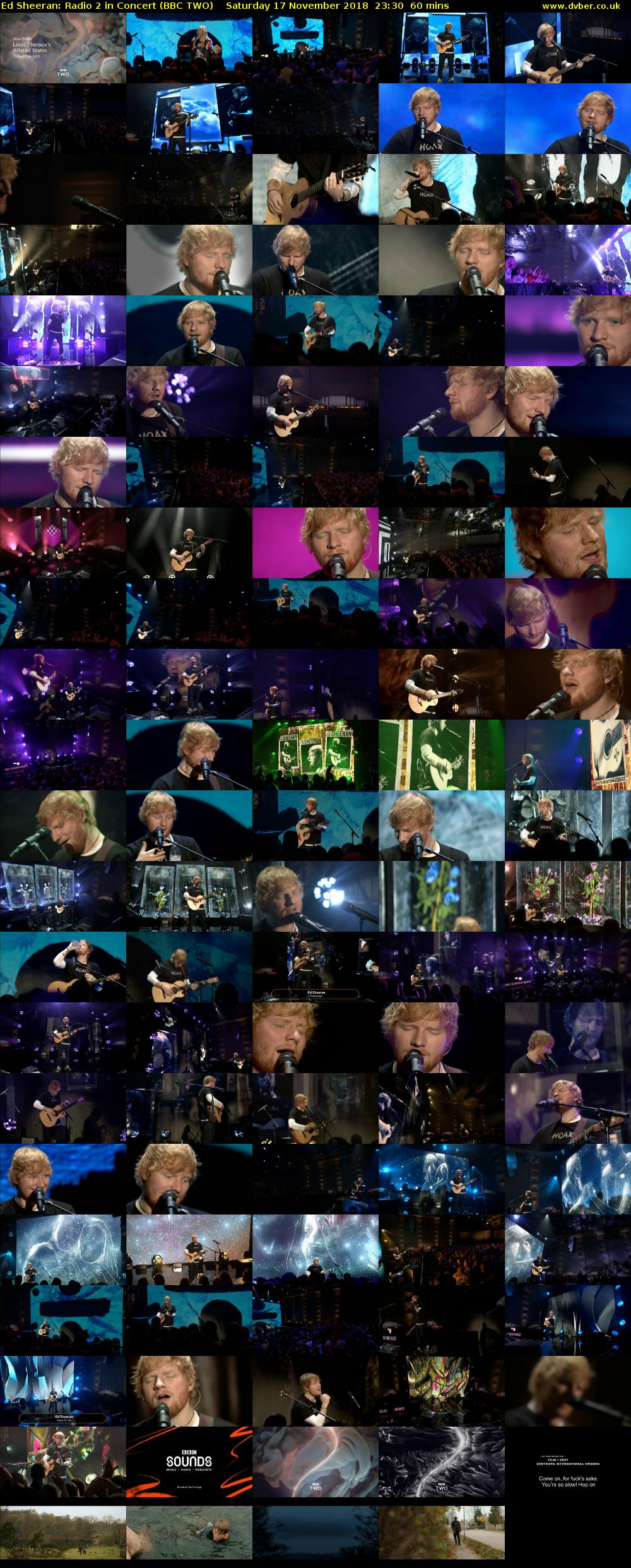 Ed Sheeran: Radio 2 in Concert (BBC TWO) Saturday 17 November 2018 23:30 - 00:30