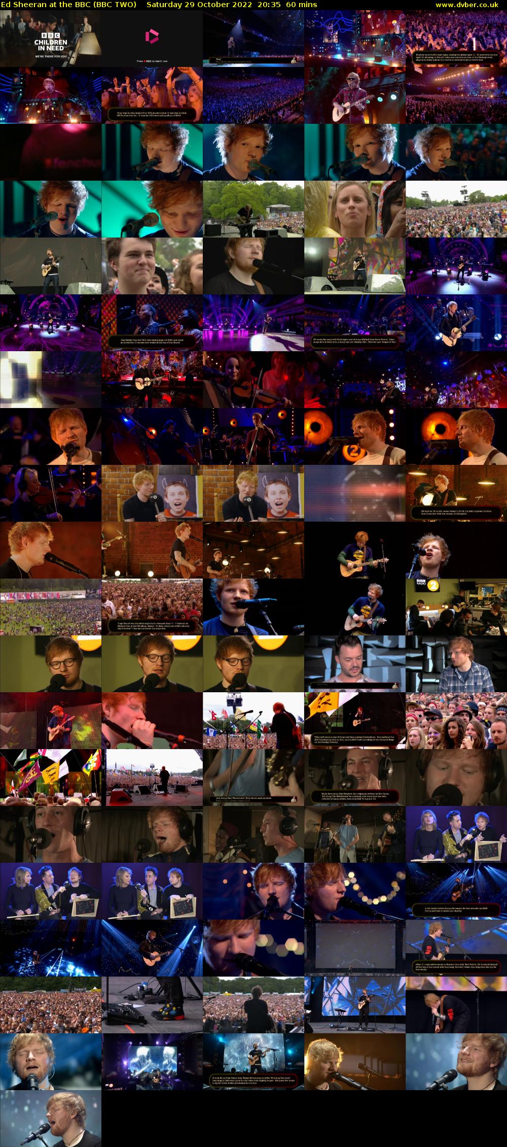 Ed Sheeran at the BBC (BBC TWO) Saturday 29 October 2022 20:35 - 21:35