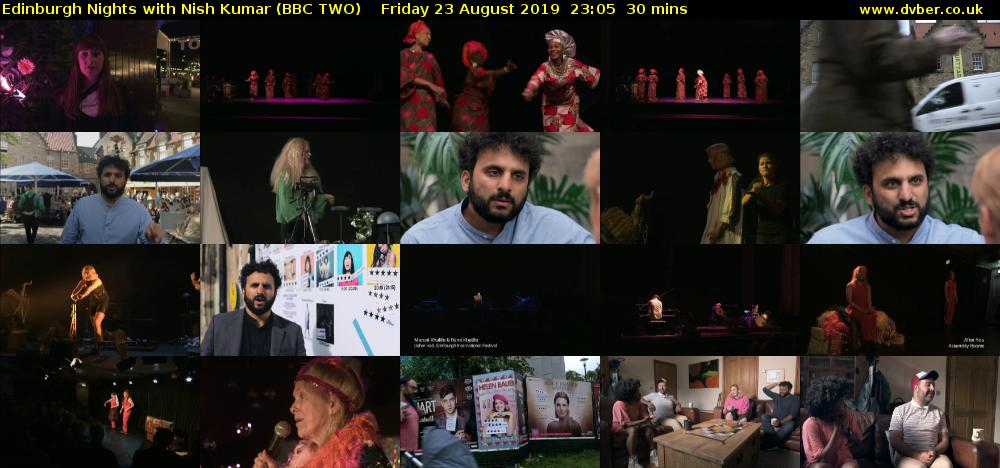Edinburgh Nights with Nish Kumar (BBC TWO) Friday 23 August 2019 23:05 - 23:35