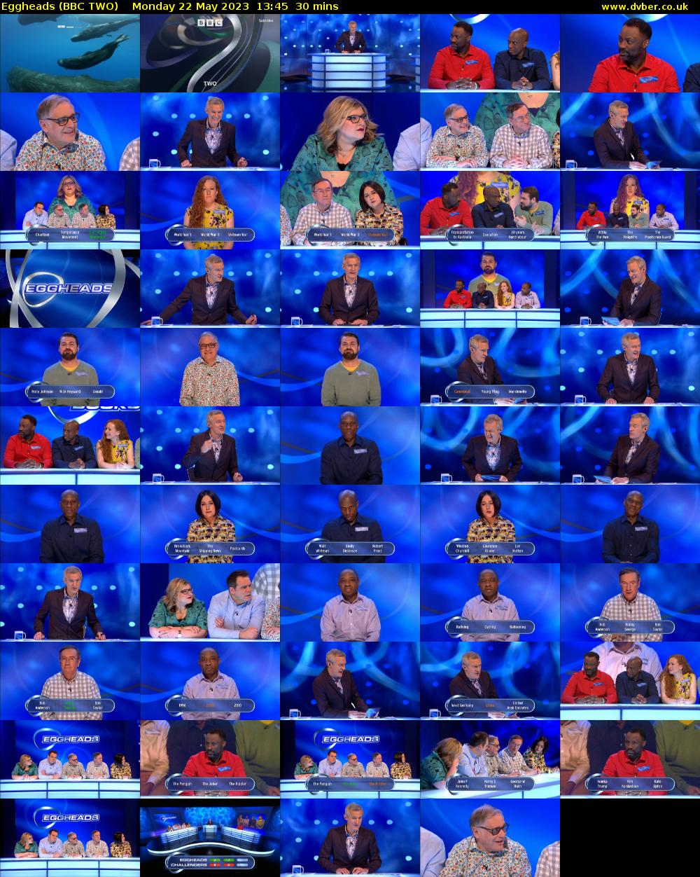 Eggheads (BBC TWO) Monday 22 May 2023 13:45 - 14:15