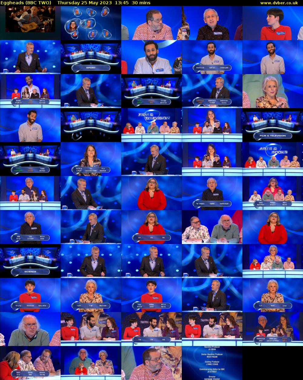 Eggheads (BBC TWO) Thursday 25 May 2023 13:45 - 14:15