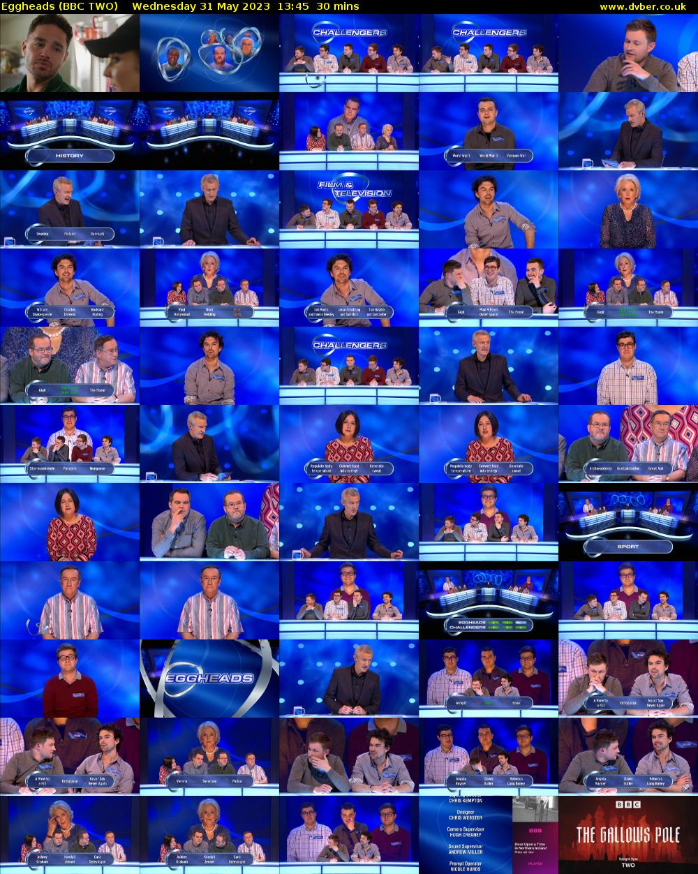 Eggheads (BBC TWO) Wednesday 31 May 2023 13:45 - 14:15