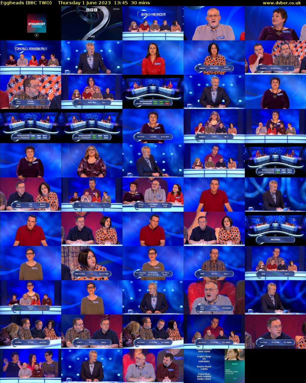Eggheads (BBC TWO) Thursday 1 June 2023 13:45 - 14:15