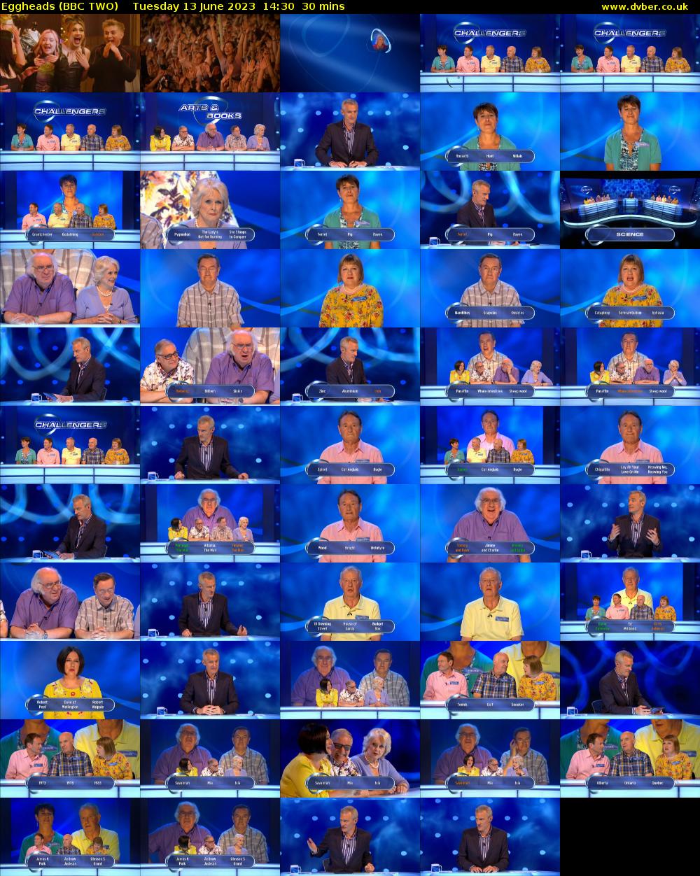 Eggheads (BBC TWO) Tuesday 13 June 2023 14:30 - 15:00