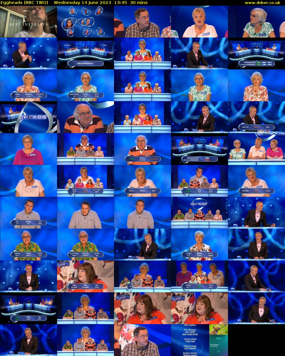 Eggheads (BBC TWO) Wednesday 14 June 2023 13:45 - 14:15