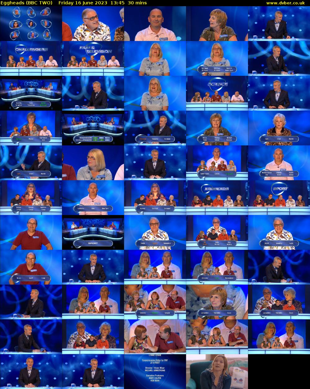 Eggheads (BBC TWO) Friday 16 June 2023 13:45 - 14:15