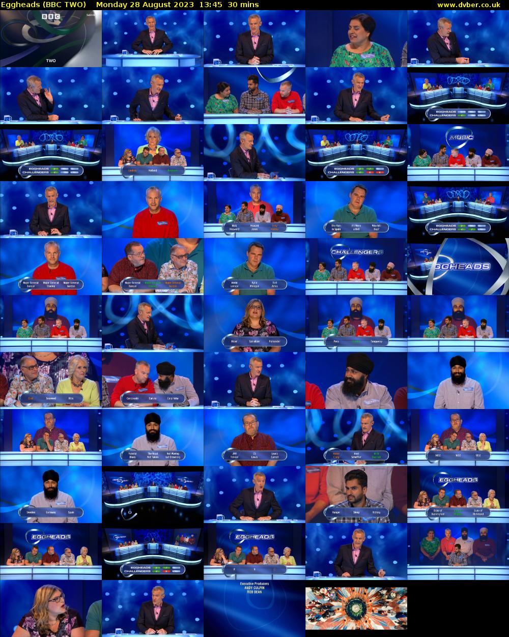 Eggheads (BBC TWO) Monday 28 August 2023 13:45 - 14:15