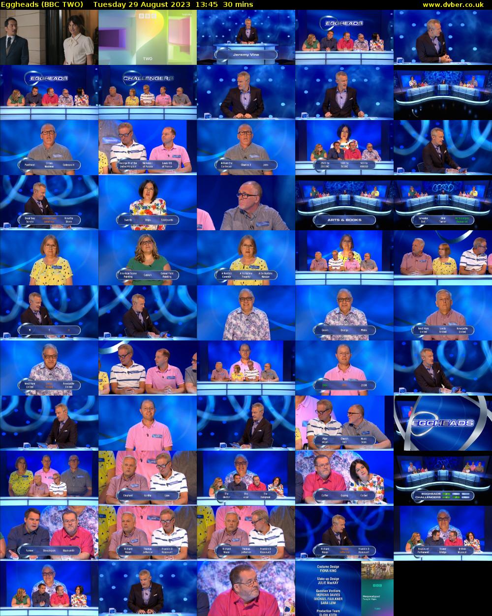 Eggheads (BBC TWO) Tuesday 29 August 2023 13:45 - 14:15
