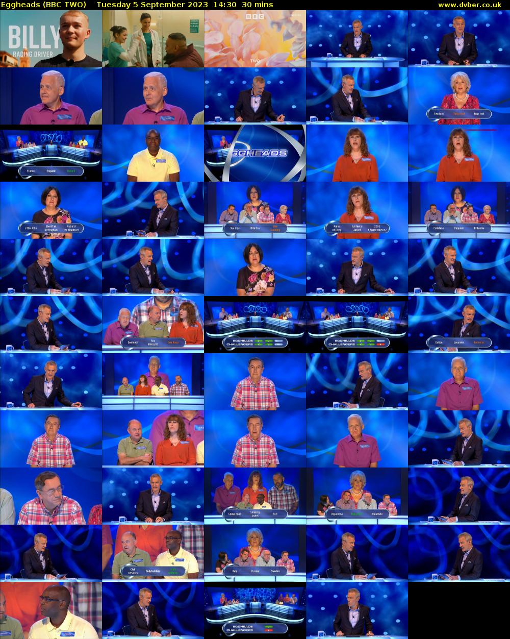 Eggheads (BBC TWO) Tuesday 5 September 2023 14:30 - 15:00