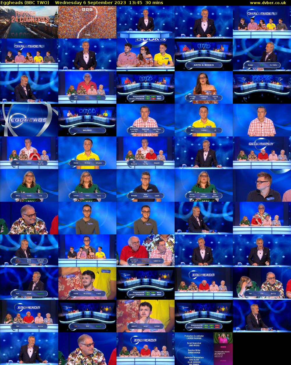 Eggheads (BBC TWO) Wednesday 6 September 2023 13:45 - 14:15