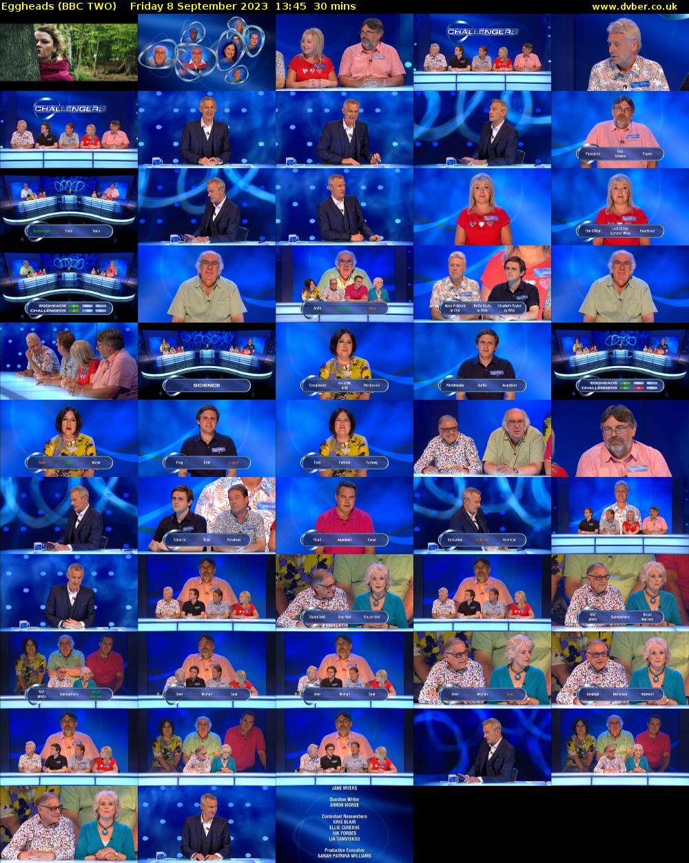 Eggheads (BBC TWO) Friday 8 September 2023 13:45 - 14:15