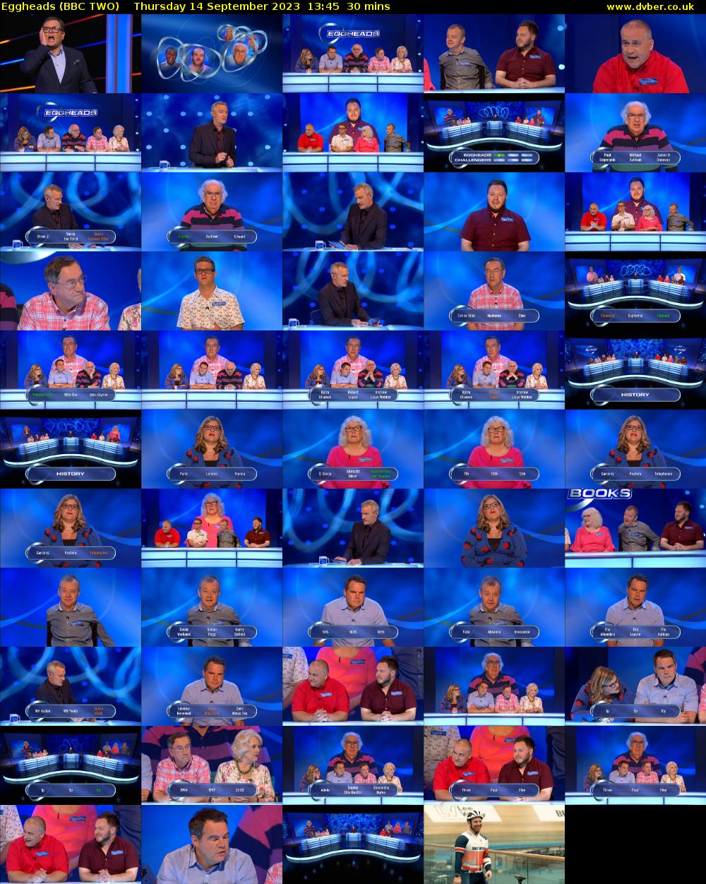 Eggheads (BBC TWO) Thursday 14 September 2023 13:45 - 14:15
